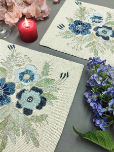 Handmade Floral Embroidered Fabric <b>Placemat</b> <b>Rectangle</b> Classic Table Mat Decorative Set - Product Image 6
