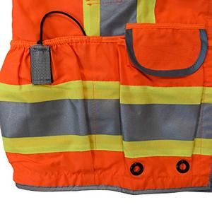Gilet de sécurité haute visibilité pour homme, orange, bandes réfléchissantes, plusieurs poches, fermeture éclair, décontracté, été - Product Image 6