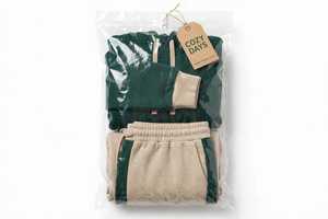 Conjunto Deportivo de Dos Piezas Unisex, Sudadera con Capucha y Pantalones Jogger, Color Verde Beige con Bloques de Color, Ecológico, de Forro Polar, Estilo Casual - Product Image 6