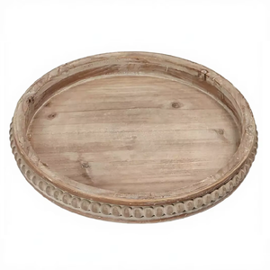 Bandeja de Servir Geométrica Multifuncional con Cuentas Talladas para Madera, Diseño Rústico Tradicional Hecho a Mano, Plato Decorativo para Cocina y Comedor - Product Image 3