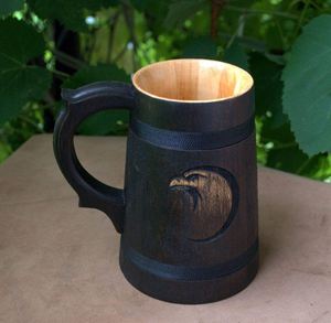 Tasse à café et thé en bois de manguier écologique Warrior Medieval 500ml, polie, inspirée du Feng Shui et du style Viking, rustique, thème Amour, Ange, Noël - Product Image 2