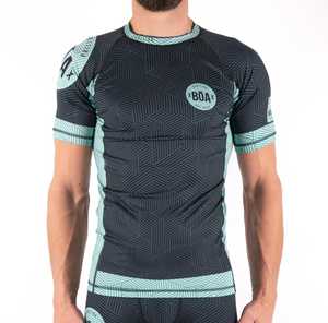 เสื้อรัดกล้ามเนื้อ BJJ แบบสั่งทำพิเศษสำหรับผู้ชาย แขนสั้น สำหรับยิวยิตสู ชุดรัดกล้ามเนื้อแบบไม่ใช้ผ้าคลุม สำหรับการฝึกซ้อม MMA แบบซับลิเมชั่น - Product Image 6