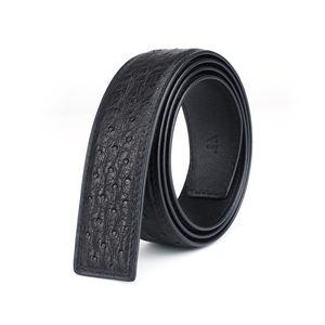 Ostrich Grain Cowhide Durable Formal <b>Belt</b> <b>Strap</b> Without Buckle Wrapped Edge Steel Replacement OEM Wholesale - Product Image 3
