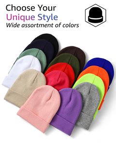 Rifat Sport Wear Unisex Solid Color Beanie <b>Hat</b> Four Way Stretch One Size Fits All Casual Winter Cap Bright <b>Green</b> Acrylic Knit - Product Image 5