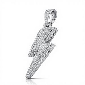 Pendentif Éclair de Thunders Hip Hop Iced Out en Argent 925 Entièrement Sertie de Moissanite, Bijou pour Homme Style Urbain Rapper Fête - Product Image 3
