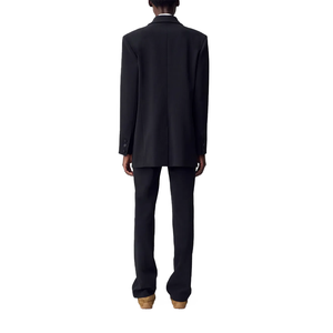 New <b>Men</b> <b>Black</b> <b>Blazer</b> 2026 Double Breasted Notched Lapel Suit <b>Jacket</b> Flap Pocket Business Workwear OEM Custom Logo Wholesale - Product Image 2