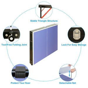 Mesa de Ping Pong Portátil y Plegable con Red y 2 Paletas para Juegos en Interiores y Exteriores - Product Image 2