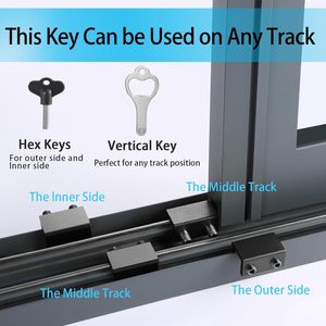 Paquete de 4 Cerraduras para Ventanas Corredizas con Llave, Fácil Instalación, Ajustables para Ventanas y Puertas Corredizas Horizontales y Verticales - Product Image 4