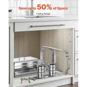 Set di 4 Chafing Dish in Acciaio Inox da 8 Qt con 4 Pentole e Coperchio Riscaldante per Catering con Controllo Manuale della Temperatura - Product Image 6