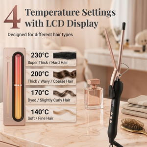 เครื่องม้วนผมแบบมืออาชีพ OEM ขนาด 9 มม. แบบบาง ร้อนเร็ว PTC พร้อมหน้าจอ FND - Product Image 3