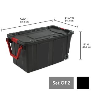 Conteneur de stockage en plastique à roulettes de 40 gallons, noir, lot de 2 - Industriel - Product Image 2