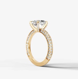 Anillo de Moissanita Corte Cojín de 8mm, Plata de Ley 925, Chapado en Oro de 14k, Engaste de Garras, Elegante y Lujoso Anillo de Compromiso, Boda o Promesa - Product Image 3