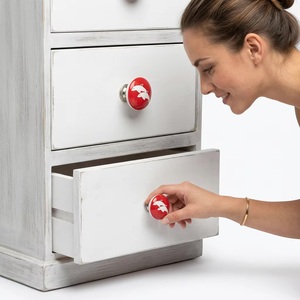 Poignée de meuble en porcelaine Ba, motif dauphin rouge et blanc, moderne, pour cuisine et salle de bain, écologique, multifonctionnelle, durable - Product Image 2