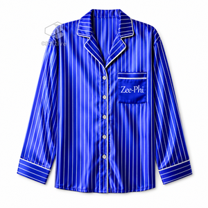 เซตชุดนอนลายทางสำหรับผู้หญิง Zeta Phi Beta Sorority ชุดนอนติดกระดุมด้านหน้าพร้อมกางเกงมีเชือกผูก เสื้อผ้าสำหรับนอนหลับที่สบาย ๆ ชุดลำลองแสนสบาย - Product Image 2