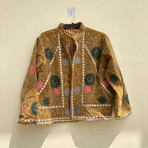 Top Rated Suzani Embroidered Jacket Floral Hippie Cropped <b>Coat</b> Women Winter Warm Outerwear Factory Direct Wholesale - Product Image 2