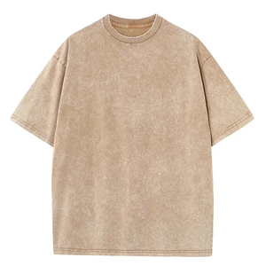 เสื้อยืดฮิปฮอปผู้ชายแบบขายส่ง ทรงโอเวอร์ไซส์ ล้างสีแบบวินเทจ ผ้าเนื้อเรียบ สีพื้น - Product Image 6