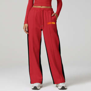 Pantalones Deportivos Rojos Personalizados para Mujer, Tallas XS-3XL, Nueva Moda 2026, 100% Algodón, Cintura Elástica, Estilo Holgado - Product Image 1