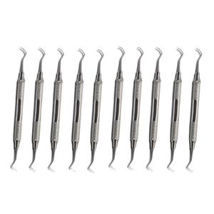 Juego de 10 piezas de curetas Taidoc de doble punta 5/6 con mango hueco, instrumentos dentales manuales de acero inoxidable para uso posterior subgengival, CE - Product Image 1