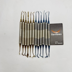 Dentavex – Kit professionnel de 6 instruments dentaires en acier inoxydable pour pose de composite, sculpture manuelle, avec poignée rembourrée, bleu - Product Image 6