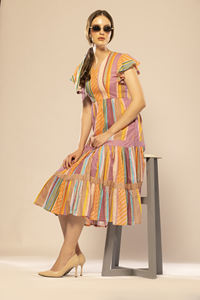 Vestido de Playa a Rayas Multicolor de la Mejor Calidad, Estilo Boho para Vacaciones, Disponible a Precio de Mayoreo - Product Image 6