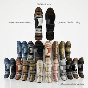 Dernier design, protège-tibias de Muay Thai à motif imprimé intégral, sur mesure, pour entraînement de kickboxing et MMA, en cuir PU, pour le combat - Product Image 1