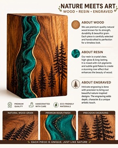 Handcrafted Wooden Resin Eco-Friendly Cremation Urn for Baby & PET Personalized Teal River Forest <b>Memorial</b> Ashes <b>Box</b> - Product Image 6