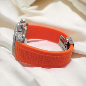 Wholesale Factory Orange <b>Band</b> Moissanite Diamond Studded <b>Wrist</b> Watch with Iced Out Moissanite Watch for Gift Pass Diamond Tester - Product Image 4