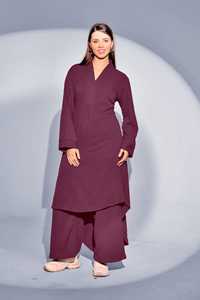 Charmant cordon pakistanais Kurtis avec pantalon ceinturé poche XL 5XL Fit Turquoise feuille de vin vert marron bleu pour la saison d'hiver - Product Image 3