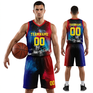 Camiseta de Baloncesto Sublimada Personalizada, Negra y Roja, sin Mangas, Cuello en V, de Secado Rápido, Ajuste Atlético, para Adultos, Unisex, con Impresión del Nombre del Equipo - Product Image 2