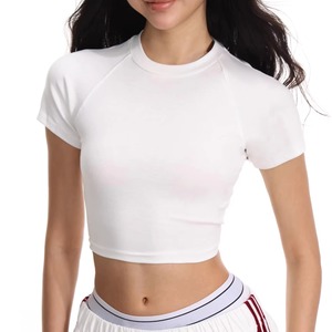 Regular Fit Summer Breathable Women's <b>Crop</b> <b>Top</b> T-Shirts Cotton OEM ODM Customizable Street Style - Product Image 1