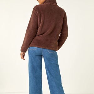 Customized Winter Eco-Friendly sherpa fur Women's Outdoor <b>Coat</b> Jacket with <b>Zipper</b> Closure - Product Image 2