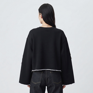 Sweat-shirts en molleton French Terry pour femmes, fabrication OEM, broderie personnalisée effet vieilli, sweat-shirts amples pour femmes - Product Image 2