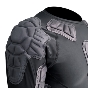 Protège-épaules de rugby, protection de poitrine, sous-vêtement de gardien de but de football noir à manches longues, chemises de compression rembourrées avec protections - Product Image 5