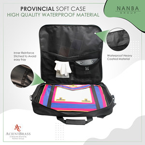 Sac de transport léger et souple en velours côtelé de luxe provincial avec fermeture éclair, poche et emblème brodé Grotto pour tablier maçonnique - Product Image 6