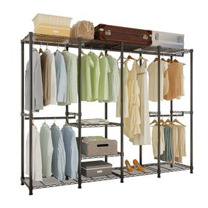 Heavy Duty Metal Garment Rack 190x40x190cm Portable Closet Organizer with 190 X 40 X 190) Cm Wire Hangers for Home Use - Product Image 3