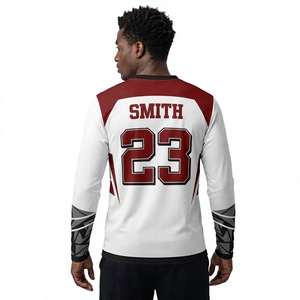 Camiseta de Baloncesto Personalizada Roja y Blanca de Manga Larga, Jersey Deportivo Sublimado con Diseño Personalizado, Uniformes de Equipo - Product Image 2