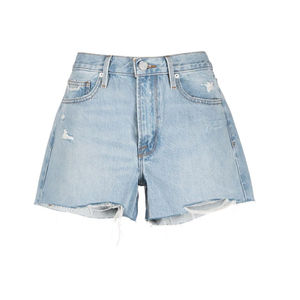 Custom High Waist Women's Denim Shorts Fully Ripped <b>Elastic</b> Waist Five Pockets Breathable Blue Jeans High Quality - Product Image 5