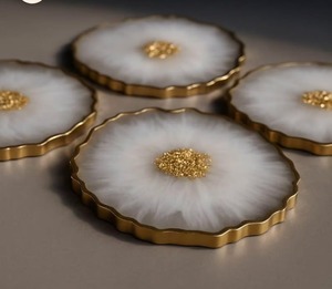 Resin <b>Coasters</b> Handmade with Transparent Finish Natural Look Durable <b>Drink</b> <b>Coasters</b> for Everyday Use Elegant - Product Image 4