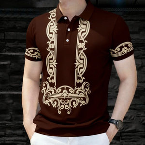 เสื้อเชิ้ตผู้ชายลำลองพิมพ์ลายดิจิทัลสไตล์ชาติพันธุ์หรูหราจากปากีสถาน ผ้าแคนวาส แขนสั้น สีพื้น เป็นมิตรกับสิ่งแวดล้อม ระบายอากาศได้ดี รับสกรีนโลโก้ - Product Image 3