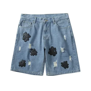 Shorts de Mezclilla Desgastados para Mujer con Apliques Cruzados, Cintura Media, Corte Regular, Estilo Casual Vintage de Verano - Product Image 6
