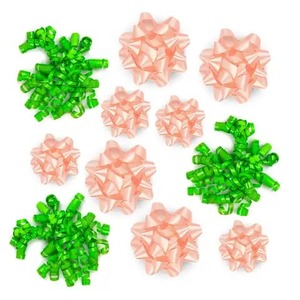 Custom Butterfly <b>Bow</b> <b>Gift</b> Ribbon 14 Cm Green and Pink Polyester Digital Printed Woven Decorative for Wedding <b>Gift</b> Packaging - Product Image 1