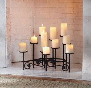 Matte Black Iron Candle Stand Circular Base Home Decoration Modern Table Centerpiece - Product Image 1