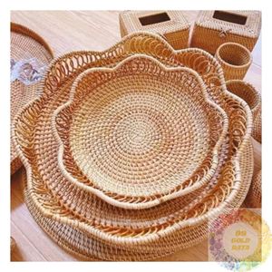 Natural Woven Rattan Serving Basket Tray for Kitchen <b>Dining</b> <b>Table</b> Restaurant Cafe Hotel Home Storage and Display Wholesale - Product Image 6