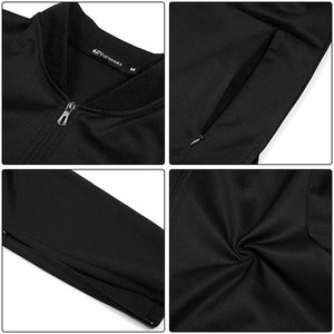 SHAFIQ SPORTS Unisex Black Tracksuit Set Full Length Solid Color Turtleneck Collar Elastic Waist Breathable Casual Autumn Wear - Product Image 2