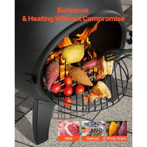 18 pollici all'aperto a combustione di legno con griglia a rete e camino elegante Chimenea per l'intrattenimento all'aperto - Product Image 5
