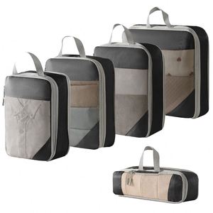 Juego de 5 Cubos de Compresión Plegables Ligeros para Empacar, con Bolsas para Zapatos y Ropa Interior, para Organización de Equipaje de Viaje, Venta al Por Mayor - Product Image 4