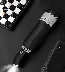 Parapluie LED portable pliable en 3 sections de haute qualité, en polyester imperméable, pour adulte, avec LED intégrées, design classique entièrement automatique, vente en gros - Product Image 2
