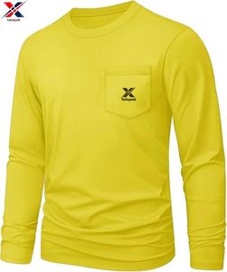 T-shirt décontracté à manches longues et col rond pour homme 2026, coupe régulière, avec logo personnalisé brodé, motif écossais, respirant, anti-humidité, séchage rapide, en tissu peigné - Product Image 6
