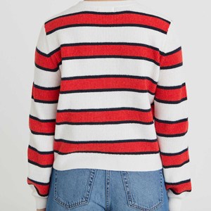 Modern O-Neck Geometric Print Button Up Breathable Sweater Women's Designer Look Casual Clothing Trendy Street Style <b>Jumper</b> - Product Image 4
