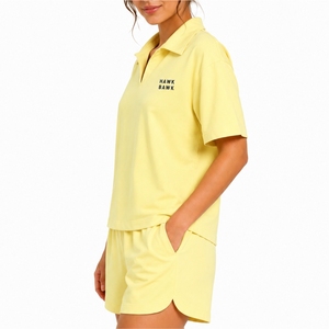Women's <b>Short</b> Sleeve Polo Shirt And <b>Shorts</b> Set Casual Summer <b>Lounge</b> Wear Breathable Loose Casual Summer Set Women Polo Shirt - Product Image 3
